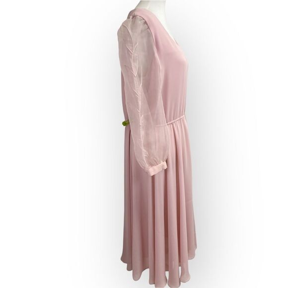 Vintage 1960’s Parnes Feinstein 3/4 sleeves pink midi dress. Retro party prom - Picture 5 of 11